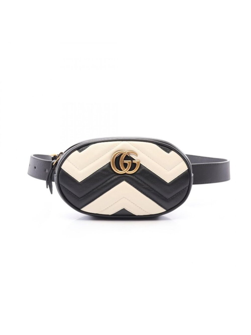 Gucci Waist Bag GG Marmont Black Off White Leather